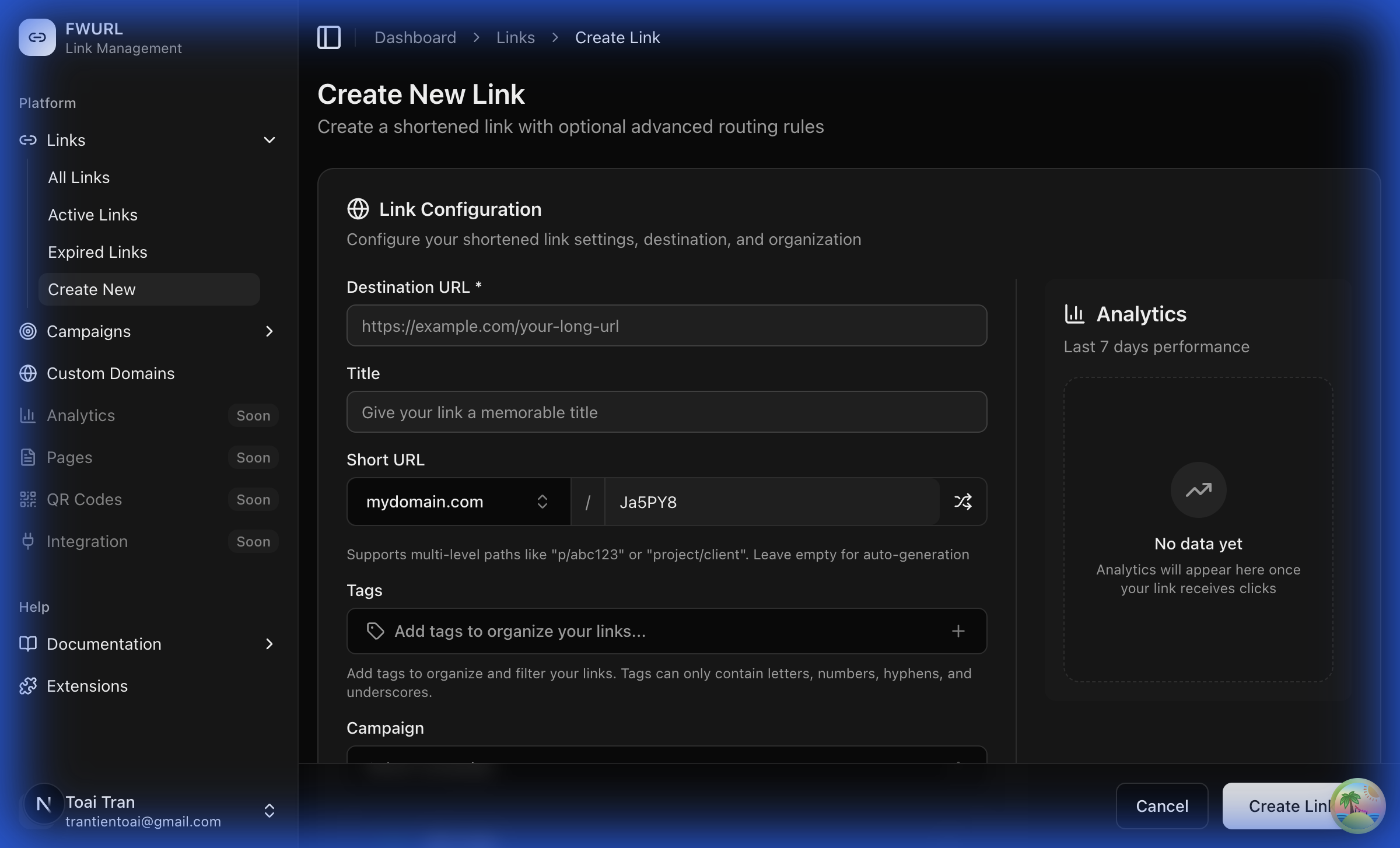 Advanced Create Form - Top
